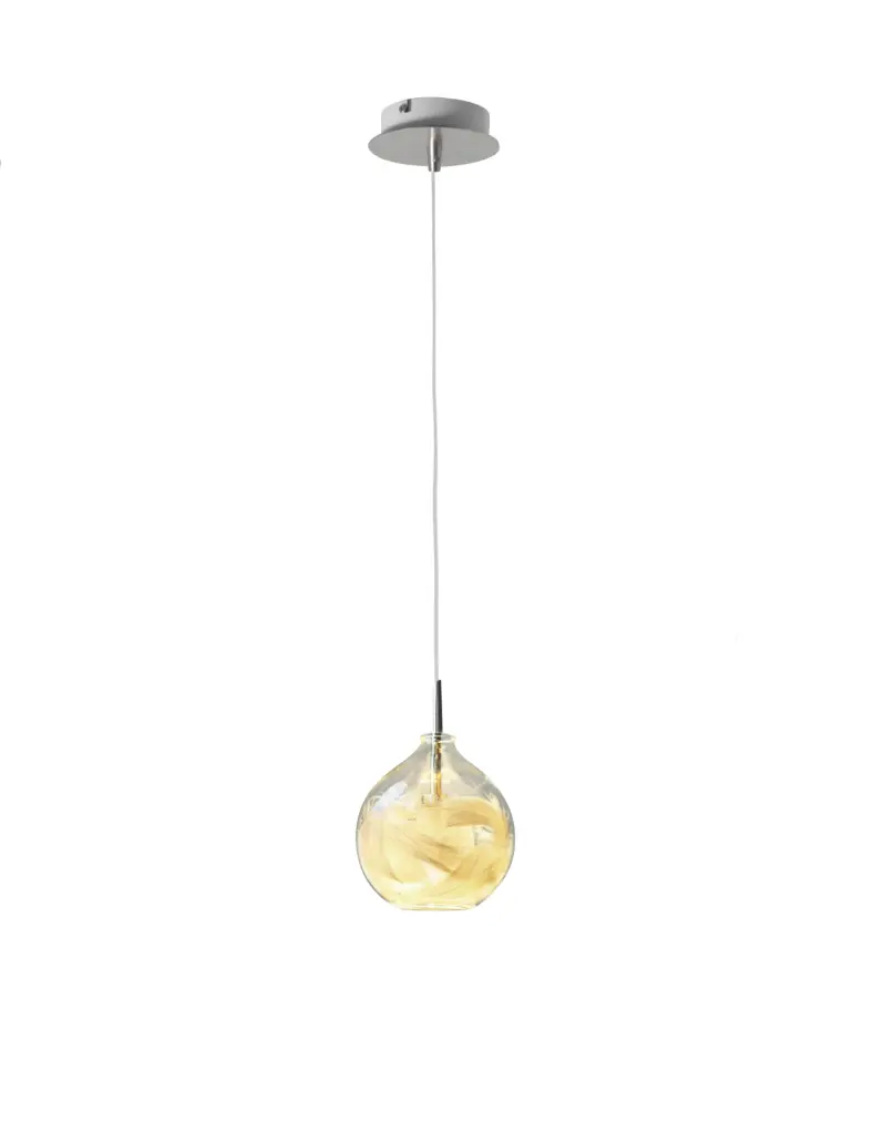 Circé 1 Pendant Light- Transparent & Feathers